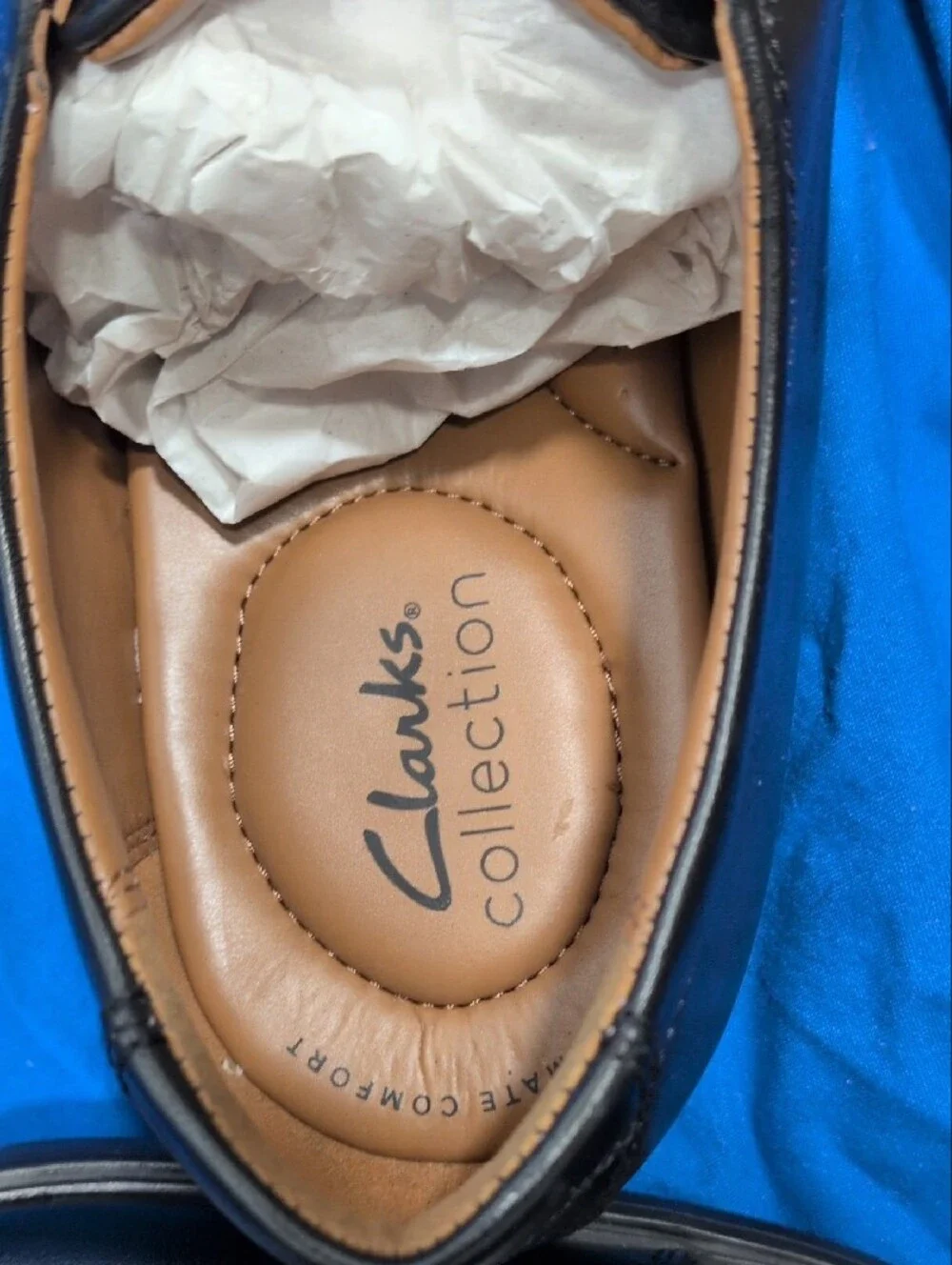 New In Box Men's CLARK'S collection Tilden Black Leather Oxford Shoes 10w